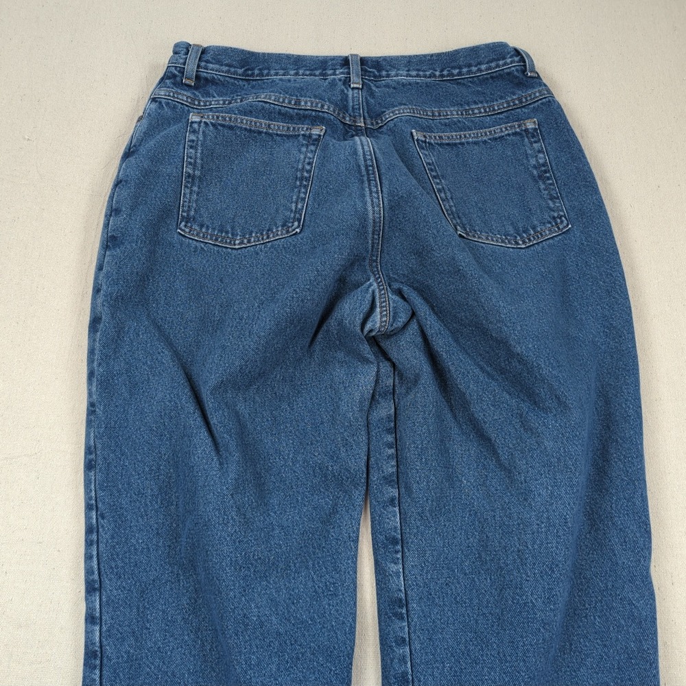 LL Bean Jeans Womens 18 Blue Flannel Lined Denim High Rise Mom - Picture 15 of 16